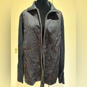 Spa by Chico’s Embroidered Black and Gold Women's Jacket